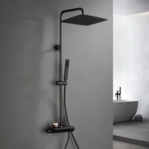 dylin gmbh Görbach Regendusche Duschset mit Duscharmatur Matt Schwarz 3525MB