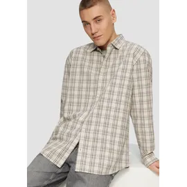 QS Regular Fit: Kariertes Struktur-Hemd aus Baumwolle - beige|grau - XXL
