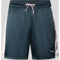 Shorts aus Satin mit Label-Stitching und elastischem Bund, Dunkelblau, XXL