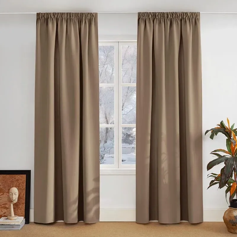 PONY DANCE Verdunkelungsvorhänge mit Bleistiftfalten, 2 Paneele B140 x L245 cm, Cappuccino