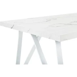 Beliani Esstisch Weiß Marmor 160 x 90 cm