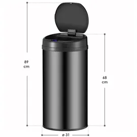 Juskys Automatik Mülleimer mit Sensor 40L - Abfalleimer mit elektrischem Deckel für Küche - Schwarz