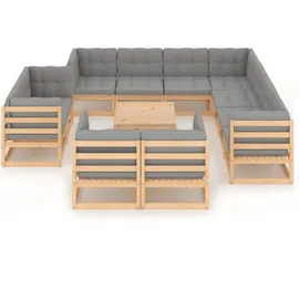 vidaXL Garten-Lounge-Set 12-tlg. grau