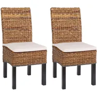 Mendler 2er-Set Esszimmerstuhl Korbstuhl M69 Stuhl BALI Bananengeflecht dunkel,