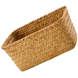 Cabilock Geflochtener Korb Aus Seegras Kleiner Korb Für Schreibtischorganisation Rechteckige Box Zum Aufbewahren Von Kosmetika Und Kleinigkeiten Gewebte Box Aus Natürlichem Material