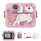 Kinderkamera, Sofortdruckkamera für Kinder, Jungen/Mädchen, 1080P Pro HD Digitalkamera für Kinder mit Druckpapier und 32 GB TF-Karte, lustiges Kinderspielzeug für Geburtstag