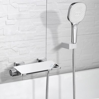 PHASAT Badewanne Armatur Wandmontage Wasserfall für Badezimmer Bad Wasserhahn für Badezimmer Bad mit 3 Modi Handbrause PTBC10E