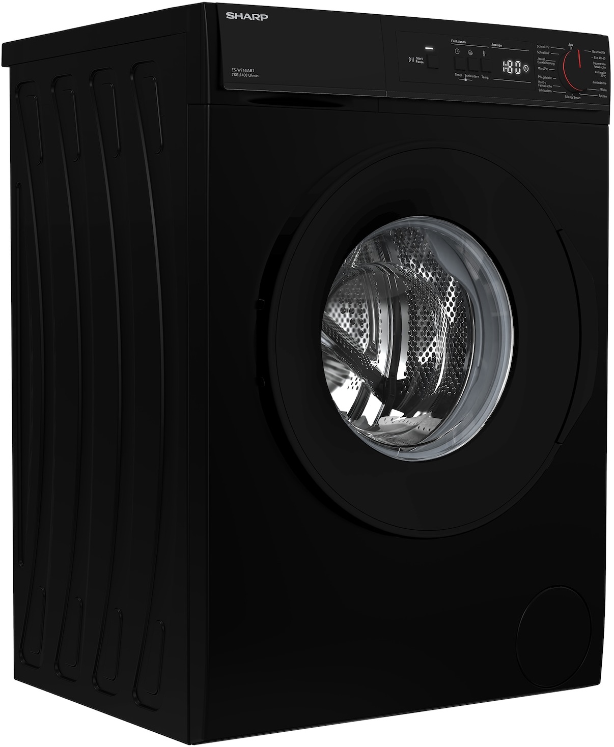 Sharp Frontlader-Waschmaschine - schwarz mit LED Display