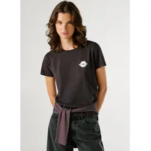 Pepe Jeans T-Shirt BRULE mit Runhals, kleiner Print auf der Brust schwarz S (36)