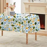 Zweige und Blätter Tischdecke Abwaschbar Oval, Gartentischdecke für Outdoor Blumen, Tischdecke Blau Wasserabweisend, Tischtuch für Küche, Restaurant, Hochzeit, Bankett (110x140 cm) A50