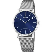 Festina Swiss Made F20014/2 Herrenarmbanduhr - Silber/Dunkelblau