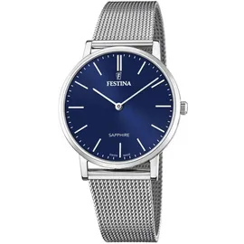 Festina Swiss Made F20014/2 Herrenarmbanduhr - Silber/Dunkelblau