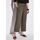STREET ONE 7/8-Hose STREET ONE, Damen, Gr. 40, Länge 26, acron braun, Stoff, 100% Leinen, unifarben, casual, weit 7/8-Länge, Hosen, mit seitlichen Einschubtaschen