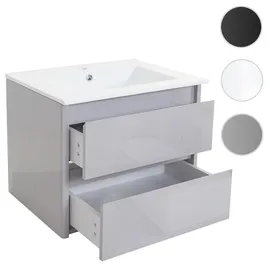 MCW Waschbecken + Unterschrank MCW-B19, Waschbecken Waschtisch Badezimmer, hochglanz 50x60cm grau