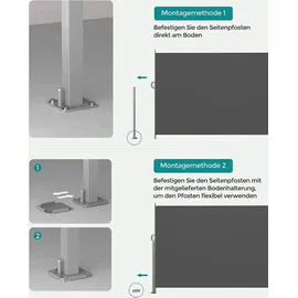 Songmics Seitenmarkise 350 x 160 cm grau Stahl