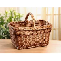 Dekoleidenschaft Einkaufskorb Rechteckig aus Weide mit Zopfmuster 38 x 49 x 37 cm braun