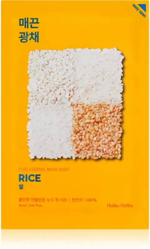 Holika Holika Pure Essence Rice vitalisierende textile Maske zum Aufhellen der Haut 23 ml