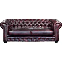 Vente-unique Chesterfield Ledersofa 3-Sitzer - Büffelleder - Rotbraun - BRENTON