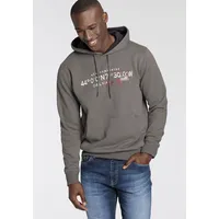 delmao Kapuzensweatshirt Langarm, lockere Passform, mit Print, mit Kapuze Gr. S (44/46), grau, , 99344066-S