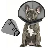 Halskrause Hund Weich Nach OP, Verstellbarer Anti Leckschutz Hund, Leichter Hundekragen, Leicht Halskrausen für Hunde, Schutzkragen für Mittlere Hunde (Grau,M)