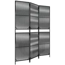 vidaXL Paravent 3-tlg. Schwarz Poly Rattan