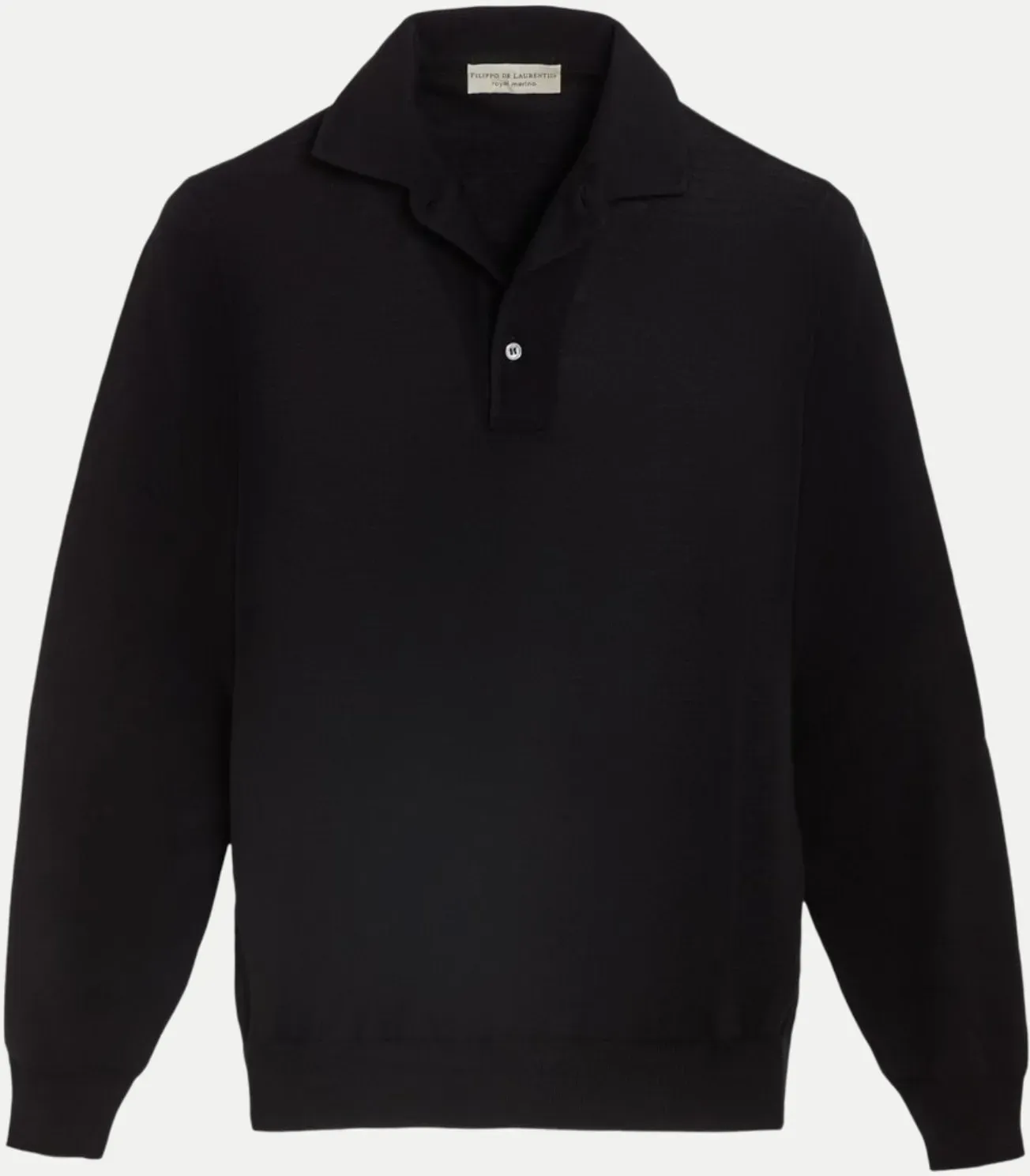 Langarm-Polo aus Merino-Wolle Schwarz 52