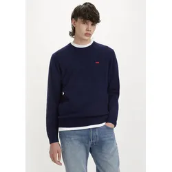 Wollpullover LEVI'S "ORIGINAL HM SWEATER", Herren, Gr. XL, blau (dunkelblau), Strick, Obermaterial: 80% Wolle, 20% Polyamid, unifarben, casual, Rundhals, Langarm, Pullover, in klassischer Rundhalsform