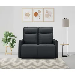 2-Sitzer DOREL HOME "Lugo, Kinosofa mit Reclinerfunktion in Kunstleder und Webstoff", schwarz, B:126cm H:102cm T:86cm, Sofas, mit manueller Relaxfunktion in beiden Sitzen