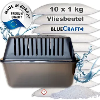 Bluecraft 10x 1kg Luftentfeuchter Granulat Nachfüllpack im Vliesbeutel + Box MEGA inkl.