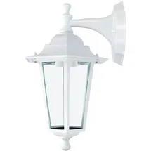 EDM Laterne Aluminium/Glas Ø19,5X21X32 cm 60 W E27 IP44 Weiß