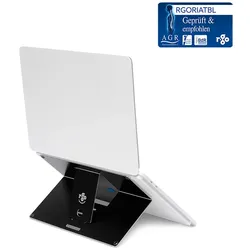 R-Go Riser Attachable Aluminium-Laptopständer, Höhenverstellbar, Ideal zum Mitnehmen, Schwarz