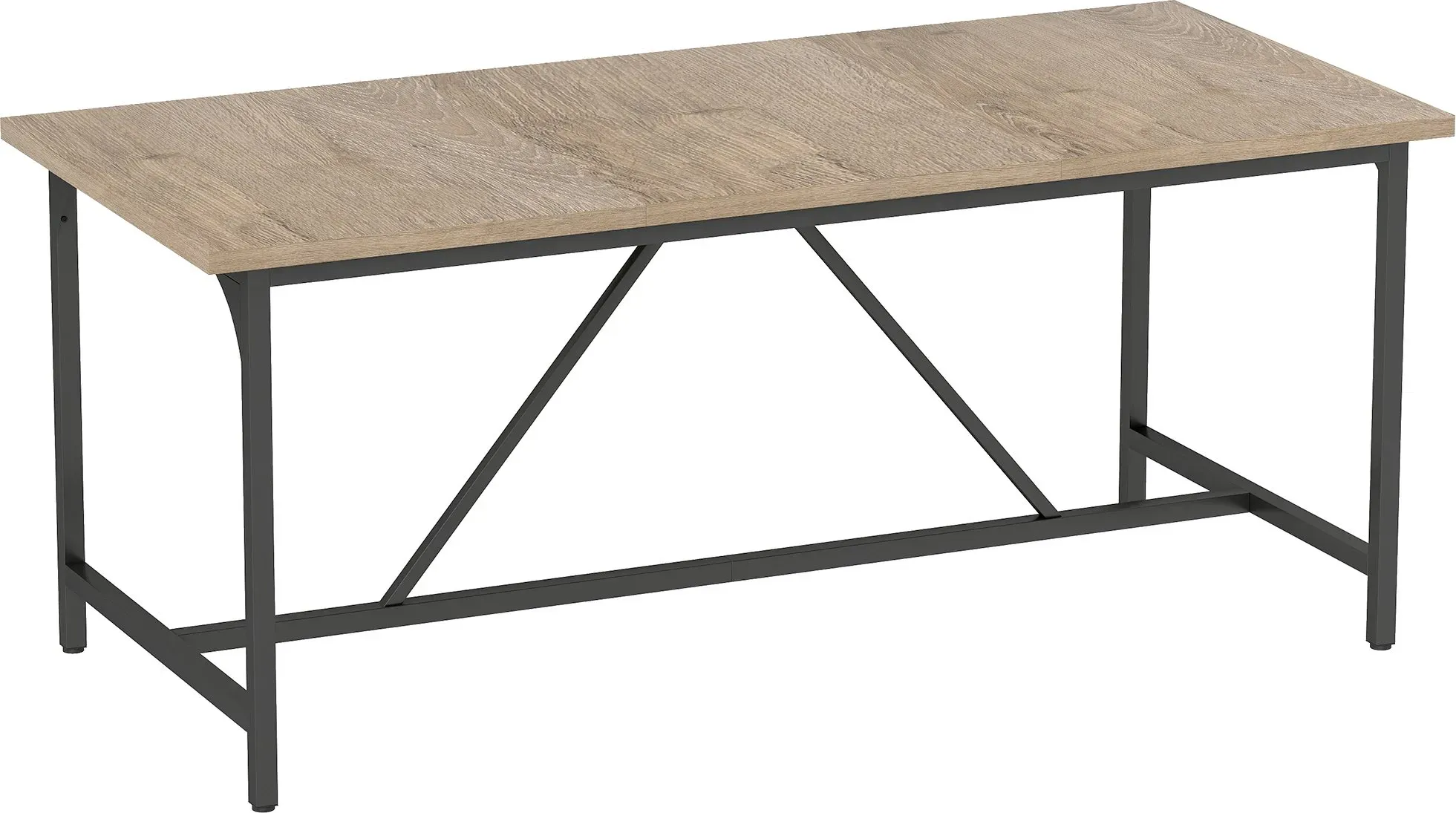 HOMCOM Rechteckiger Esstisch für 6-8 Personen, Moderner Küchentisch – Holzoptik-Tischplatte & Schwarze Stahlbeine mit Verstellbaren Pads, 180 x 80 cm, Natur   Aosom