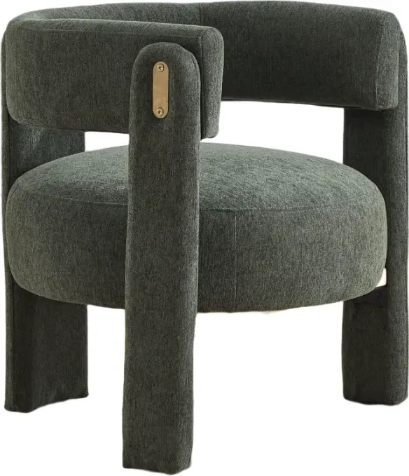 chairus gelegentlicher Akzentstuhl aus Chenille-Stoff, Polsterstuhl für das Wohnzimmer, Schminkstuhl für das Schlafzimmer (Grün)