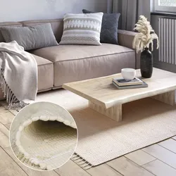 Teppich "Dalia", beige, B:140cm H:10mm L:200cm, Baumwolle, Polyester, MYFLAIR MÖBEL & ACCESSOIRES, Teppiche, Handweb Teppich, Uni Farben, 90% Baumwolle, handgewebt, Wohnzimmer