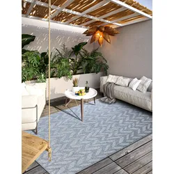Outdoorteppich VILLEROY & BOCH "Georgette", grau, B:200cm H:4mm L:290cm, Polyester, Teppiche, In-& Outdoor, Flachgewebe, wetterfest, Terrasse, Balkon, modern, Trend