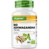 vit4ever Bio Ashwagandha - 365 Kapseln - Hochdosiert mit 1950mg je Tagesportion - Echte indische Schlafbeere - Laborgeprüft - Vegan
