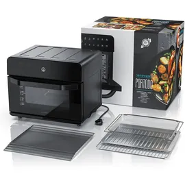 Arendo Heißluftfritteuse 1800 Watt, Minibackofen, Airfryer, 25L, Edelstahl, Pizzaofen, 4 Ebenen, Mini Backofen mit Umluft, Timer, 12 Programme