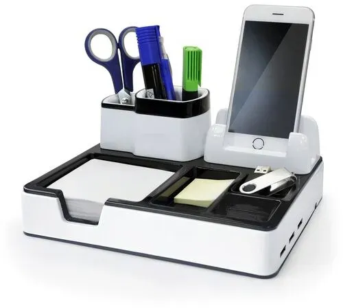 Monolith Schreibtisch Organizer Smartphone Ladestation Kunststoff Schwarz, Weiß 21,7 x 18,7 x 9,6 cm