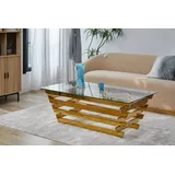 Salesfever Couchtisch SalesFever Tische Gr. B/H/T: 130cm x 45cm x 70cm, Gold/Klarglas, goldfarben (gold | gold klar) mit Design-Gestell aus Stainless Steel