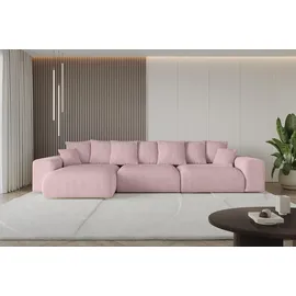 altdecor Ecksofa Cord mit Schlaffunktion 2-Sitzer Rosa