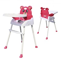 Kinderhochstuhl 4in1 Baby Hochstühle ab Geburt, Kinderhochstuhl Klappbar,Babystuhl Sitz Verstellbarer Umwandelbarer Babyhochstuh mit Sicherheitsgurte,Tablett (Pink)
