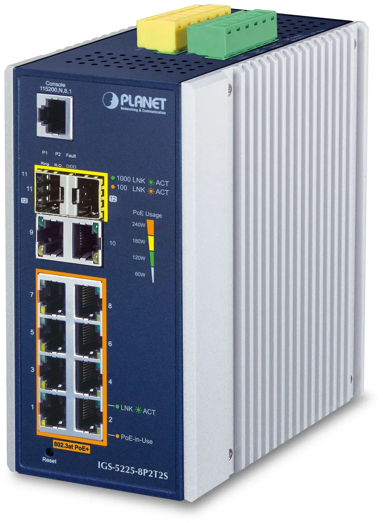 PLANET IGS-5225-8P2T2S Netzwerk-Switch Managed L2+ Gigabit Ethernet (10/100/1000) Power over Ethernet (PoE) Blau, Weiß
