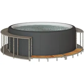 vidaXL Whirlpool-Umrandung Holztreppe schwarz