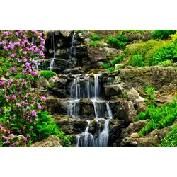 Fototapete PAPERMOON "Cascading Waterfall", bunt (mehrfarbig), B:4m L:2,6m, Vlies, Tapeten