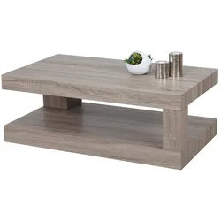Couchtisch MCW-A32, Wohnzimmertisch, 3D-Struktur, 40x110x60cm ~ dunkle Eicheoptik