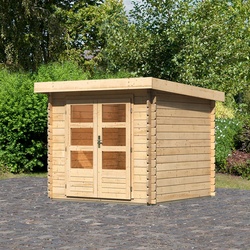 Karibu Aktionsangebot (inkl. 100 Euro Zubehör): Holz Gartenhaus "Bastrup 2",naturbelassen,2,2 x 2,2 m (B x T)