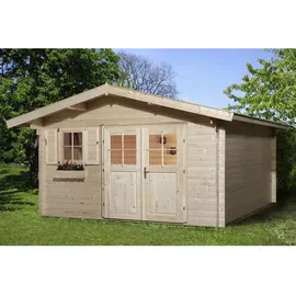 Weka Gartenhaus 111 3,80 x 3,80 m natur inkl. Vordach 60 cm 28 mm
