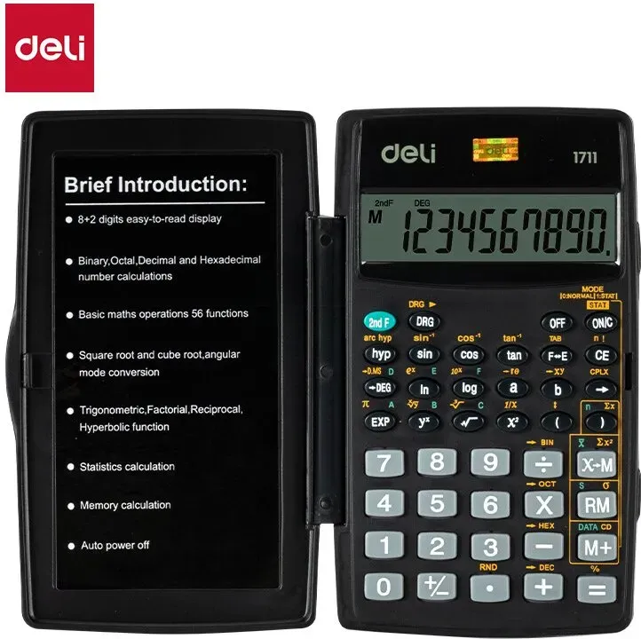 Deli Wissenschaftlicher Taschenrechner, Büro Schule Elektronik, Schwarz, 1 Stück