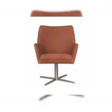 KAWOLA Drehsessel JELIA Sessel Leder cognac Fuß chrome
