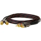 Dynavox Perfect Sound Stereo-Cinchkabel, vergoldete Kontakte, geeignet für Audio-Geräte mit Cinch-Anschlüssen wie Verstärker, CD-Player, AV-Receiver, Farbe Schwarz/Rot, Länge 1,5m